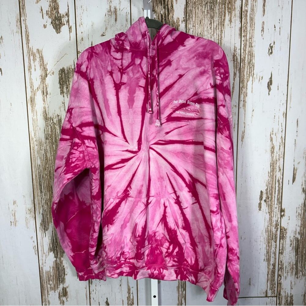 Tie Dye Clothing Co. Pink Tie-Dye Hoodie. Four Buttes Supper Club. Size 2XL.
